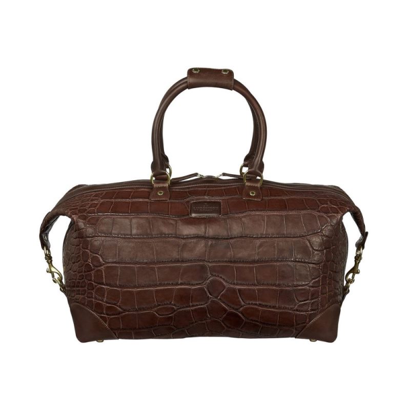 Lucchese | Men's Giant Gator Duffel - Small - Chocolate